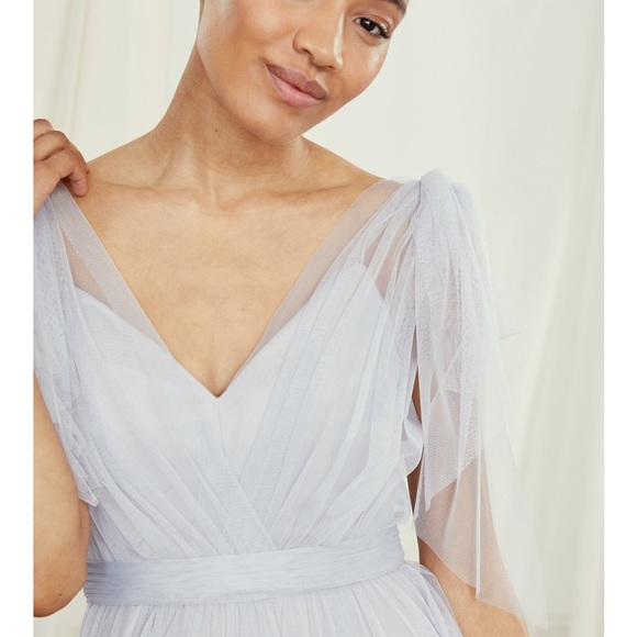 AMSALE Haley Bridesmaid Dress in Dove - New With Tags - Picture 4 of 9